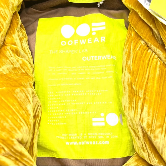 OOF WEAR Womens Velvet Puffer Bomber Jacket Sunflower Golden Yellow Anthro - Picture 9 of 13